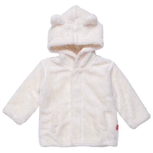 Magnetic Me - Magnetic Minky Jacket White Hooded Cozy Jacket Boy/Girl 0-6 months - Picture 1 of 7